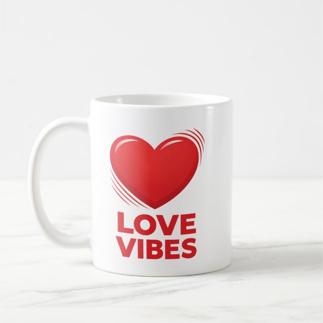 Love Vibes Heart Valentine Design Coffee Mug (Left)