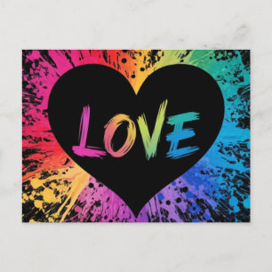Love vibrant and colourful splatter pattern  postcard