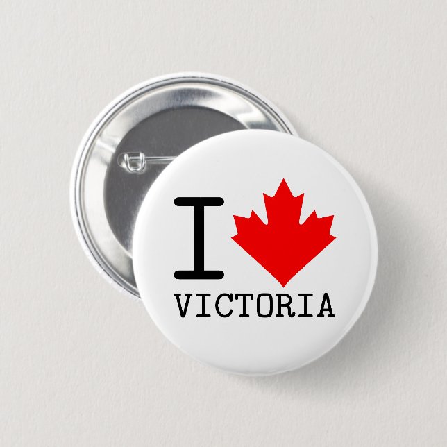 Love Victoria, British Columbia Canada Maple Leaf 6 Cm Round Badge (Front & Back)