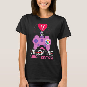 Love Video Game Gamer Gaming Hearts Day Happy Vale T-Shirt