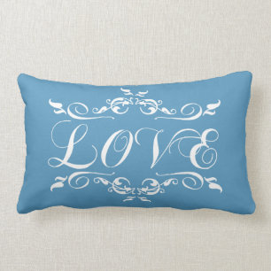 LOVE Vintage Blue Wedding Pillow