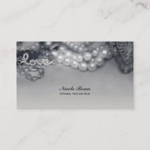 Love Vintage Glam Black & White Pearls Elegant Business Card