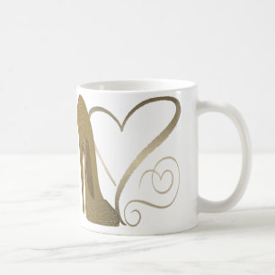 Love Vintage Stiletto Shoe Art and Hearts Coffee Mug