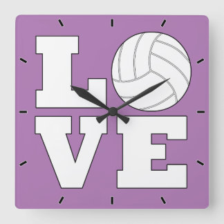 LOVE Volleyball Custom Team Color Sports Player Square Wall Clock