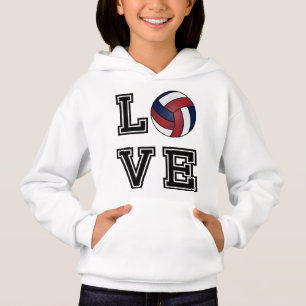 Love Volleyball  - Dark Red, White and Dark Blue