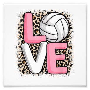 Love Volleyball Leopard Print Women Girls Volleyba