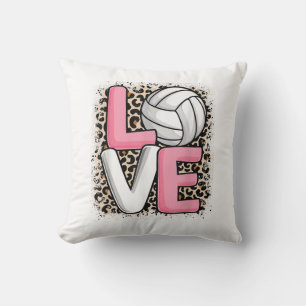 Love Volleyball Leopard Print Women Girls Volleyba Cushion