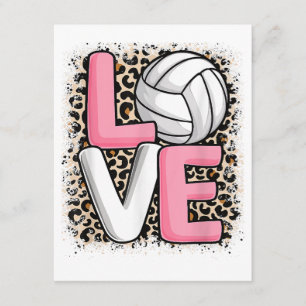 Love Volleyball Leopard Print Women Girls Volleyba Enclosure Card
