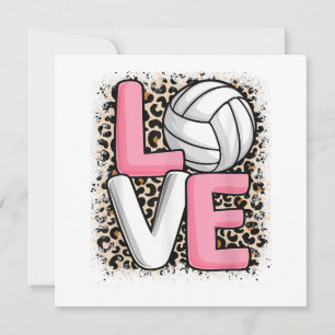 Love Volleyball Leopard Print Women Girls Volleyba Save The Date