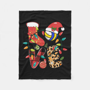 Love Volleyball Santa Claus Christmas Buffalo Plai Fleece Blanket