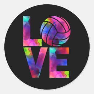 Love Volleyball Watercolor Team Tournat Classic Round Sticker