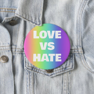 Love Vs Hate Rainbow Button