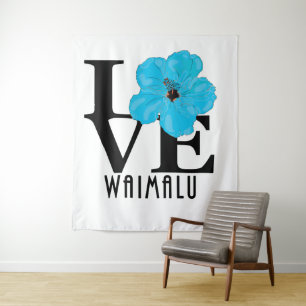 LOVE Waimalu Blue Hibiscus Tapestry