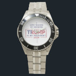 Love Waking Up Knowing Trump Is My President Watch<br><div class="desc">Celebrate your enthusiasm with the Love Waking Up Knowing Trump Is My President Watch. Featuring a sleek design with bold text, this timepiece serves as a stylish statement of political pride and allegiance. Ideal for casual or daily wear, the watch is both functional and expressive, making it a great gift...</div>