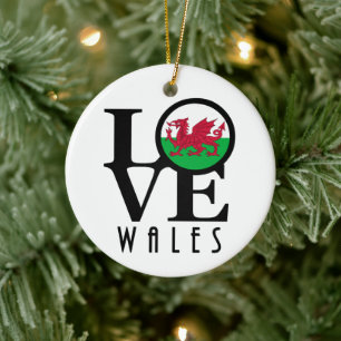 LOVE Wales Ceramic Ornament