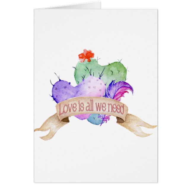 Love Watercolor Cacti (Front)