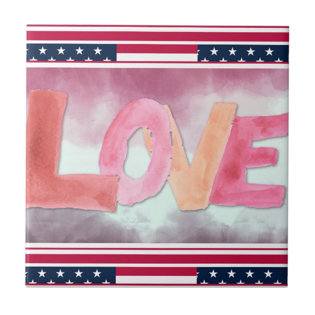 Love:WaterColor Ceramic Tile (Front)