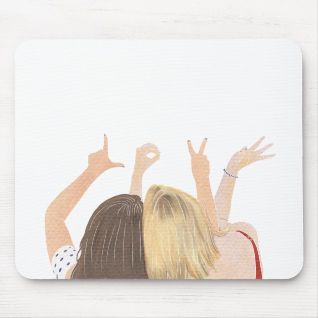 LOVE Watercolor Friends Mouse Pad (Front)