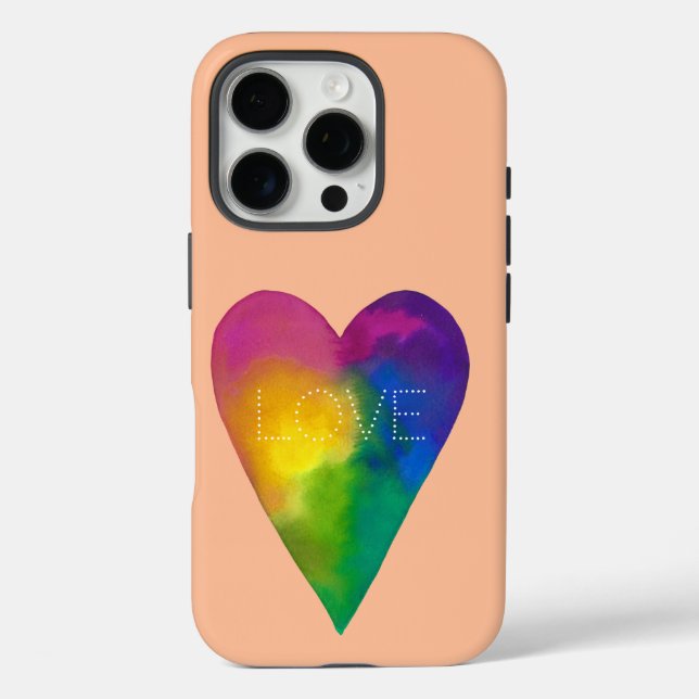 "LOVE" Watercolor Heart Case-Mate iPhone Case (Back)
