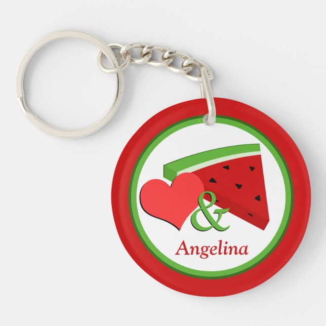 Love & Watermelon - Personalised Acrylic Keychain (Front)