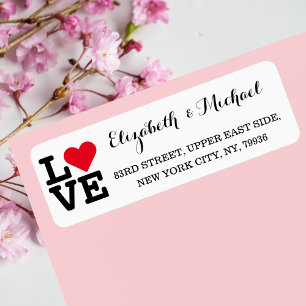 Love Wedding Anniversary Newlywed Couple Address Return Address Label