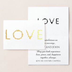 Love wedding congratulations gold foil card