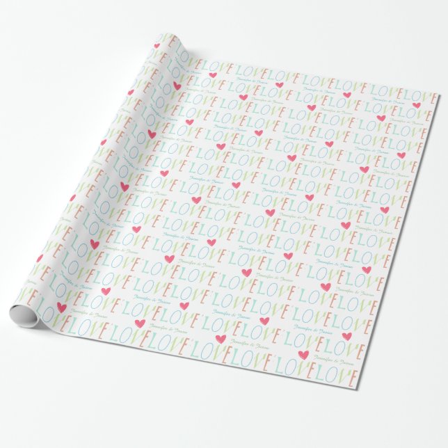 Love Wedding Custom Wrapping Paper (Unrolled)