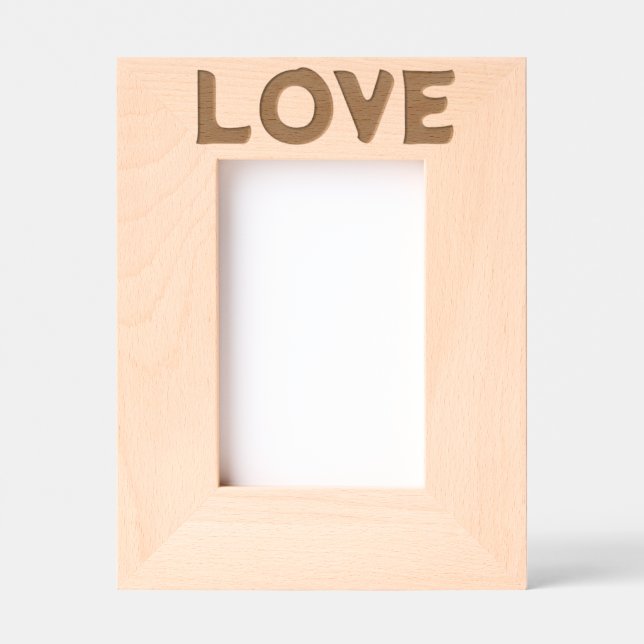 LOVE WEDDING LASER ETCHED WOOD PHOTO FRAME (Front)