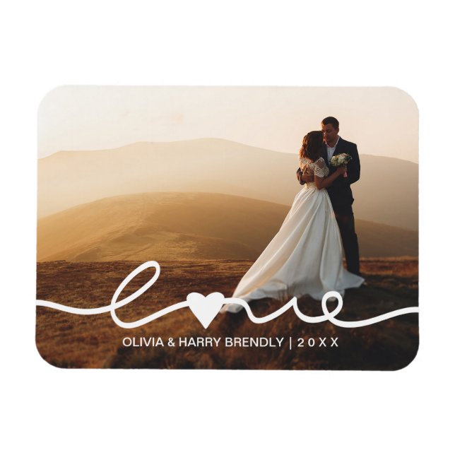 Love Wedding Script | Wedding Photo Magnet Gift (Horizontal)