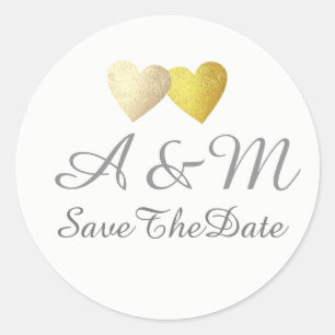 love wedding_sticker . faux gold hearts classic round sticker