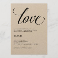 Love | Wedding Typography on Kraft Paper