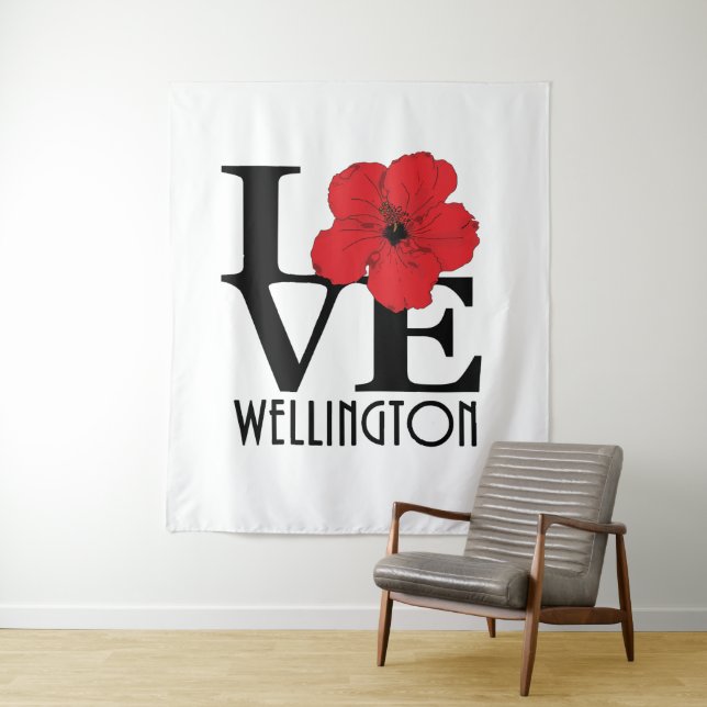 LOVE Wellington Red Hibiscus Tapestry (In Situ)