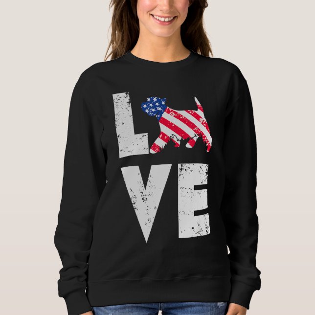 Love West Highland Terrier Westie Us American Flag Sweatshirt (Front)