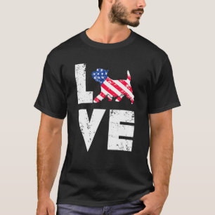 Love West Highland Terrier Westie Us American Flag T-Shirt