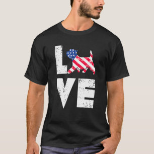 Love West Highland Terrier Westie Us American Flag T-Shirt