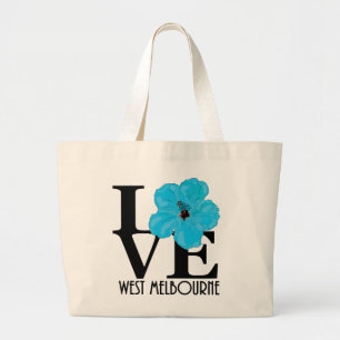 LOVE West Melbourne Blue Hibiscus Large Tote Bag