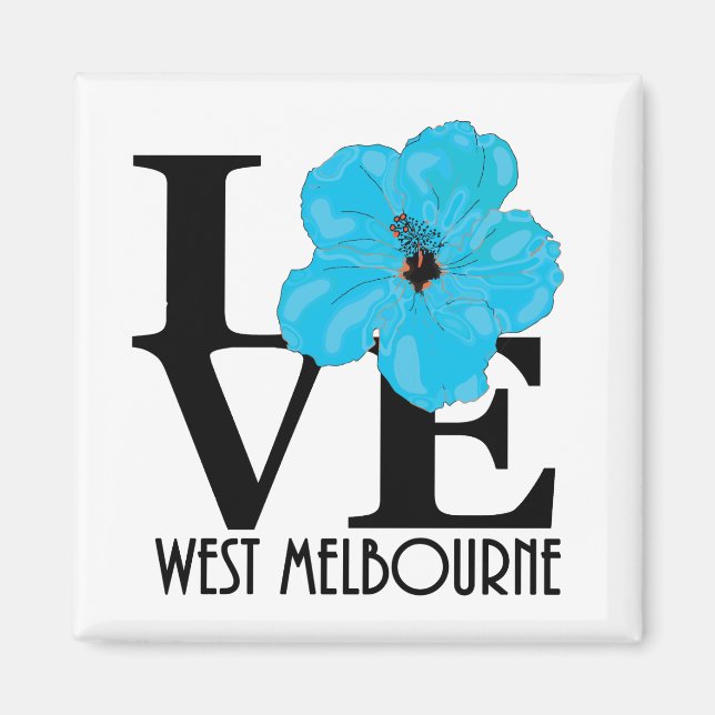 LOVE West Melbourne (blue hibiscus) Magnet (Front)