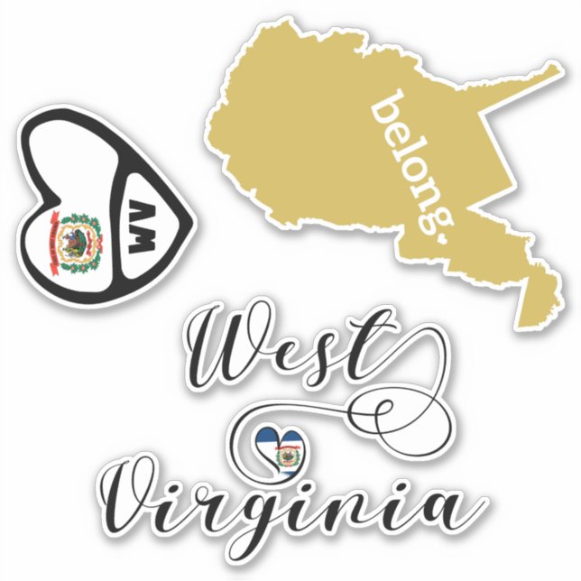 Love West Virginia, Sheet of Die Cut Stickers (Front)