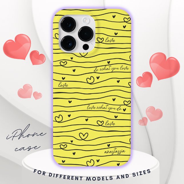 Love what you do with hearts and stripes yellow Case-Mate iPhone case (Creator Uploaded)