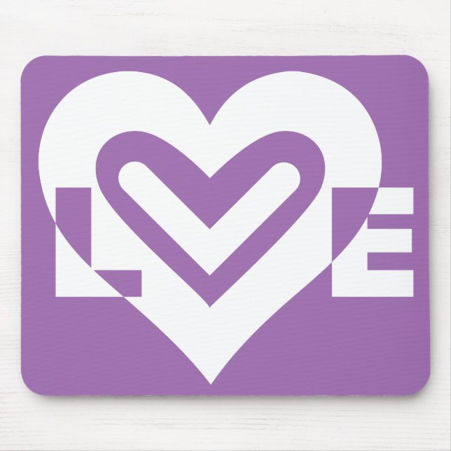 Love White and Purple Mouse Pad (Front)