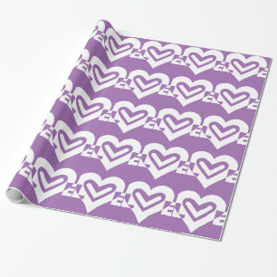 Love White and Purple Wrapping Paper