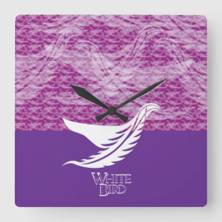 LOVE WHITE BIRD BY MASANSER SQUARE WALL CLOCK