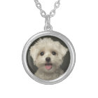 Love White Maltese Puppy Dog Pendant Necklace