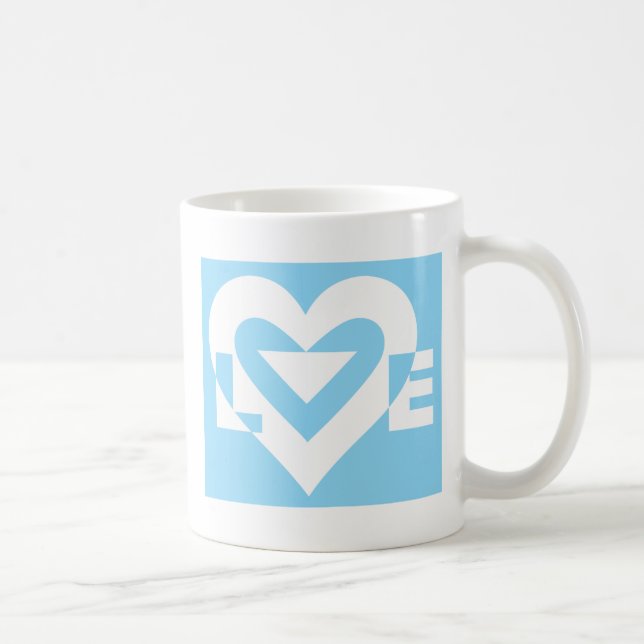 Love White on Blue Coffee Mug (Right)