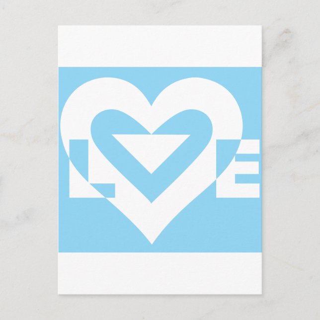 Love White on Blue Postcard (Front)