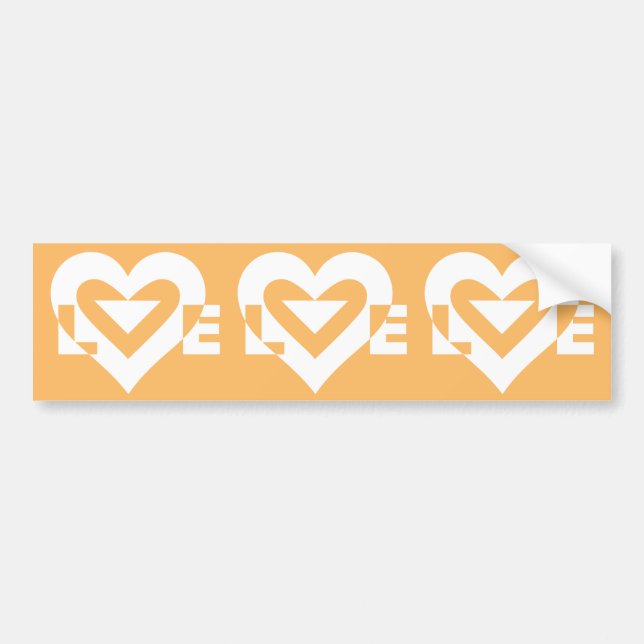 Love White on Orange Bumper Sticker (Front)