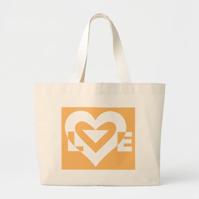 Love White on Orange Large Tote Bag (Front)