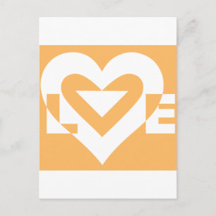 Love White on Orange Postcard