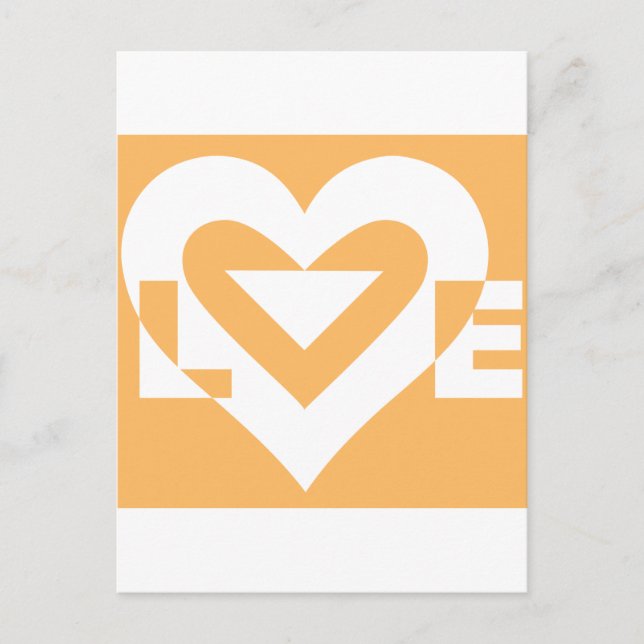 Love White on Orange Postcard (Front)