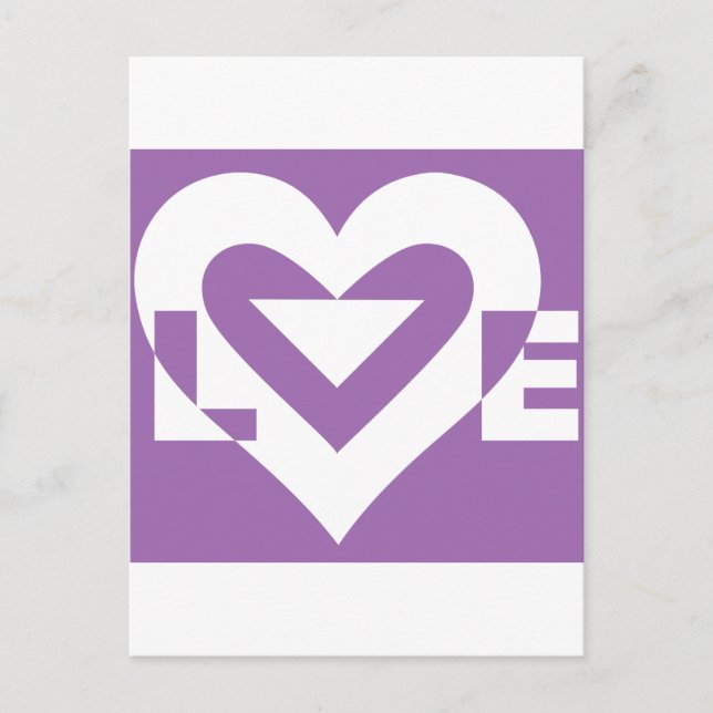 Love White on Purple Postcard (Front)